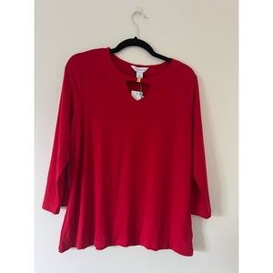 NWT Liz Claiborne Key hole neck long sleeve top